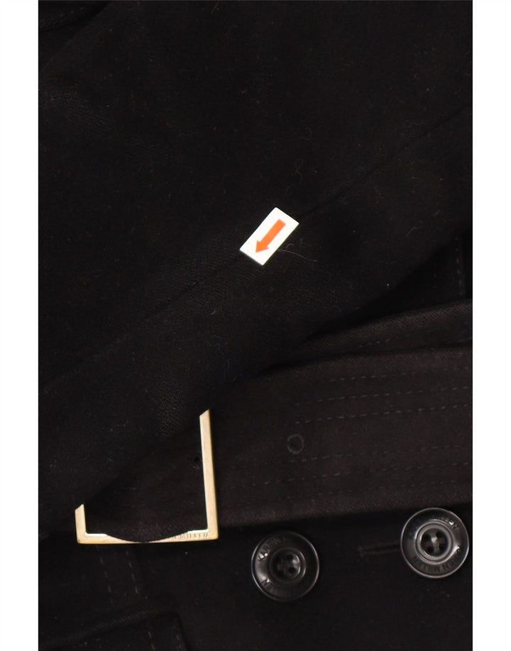 KAREN MILLEN Damen Trenchcoat UK 8 Small Schwarze Wolle
