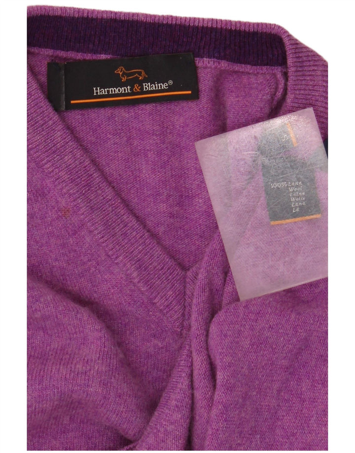HARMONT & BLAINE Herren-Pullover mit V-Ausschnitt, kleine violette Wolle