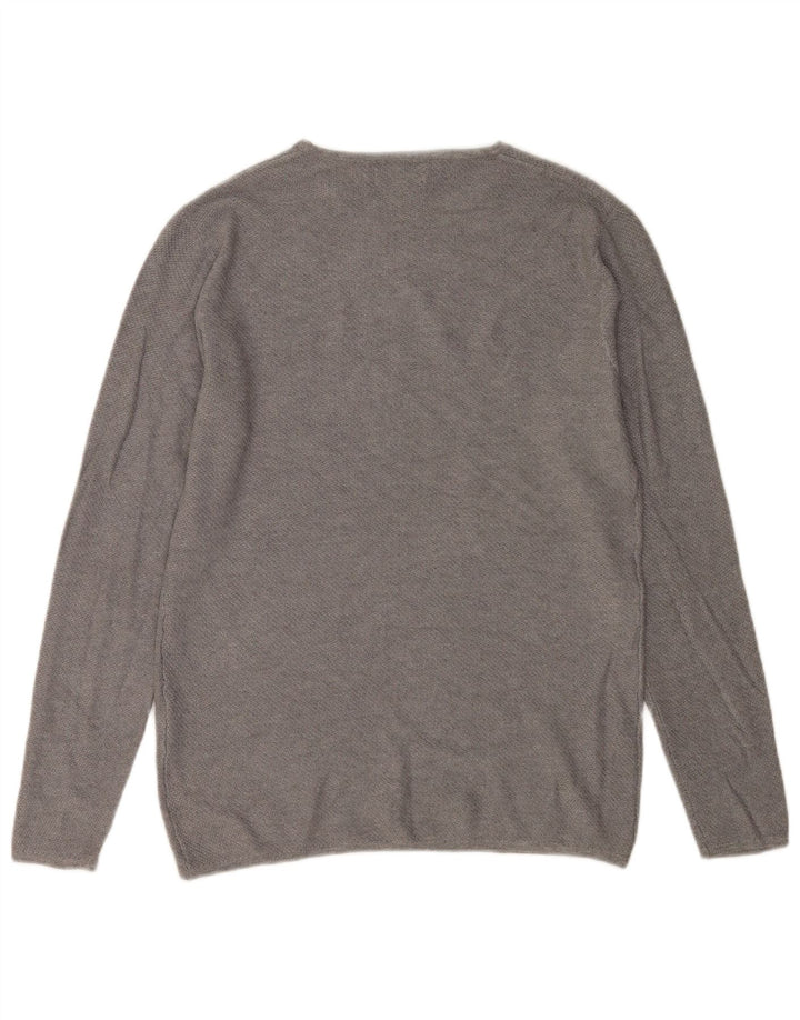 ZARA Herren-Pullover mit Rundhalsausschnitt, mittelgraue Viskose