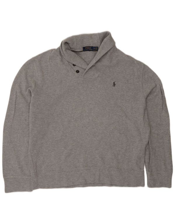 Polo Ralph Lauren Herren-Pullover mit Schalkragen, XL, graue Baumwolle