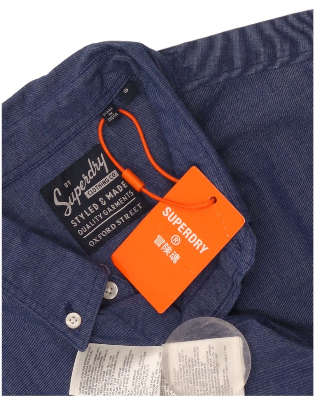 Superdry Herren-Kurzarmhemd, Größe S, Blau, Baumwolle