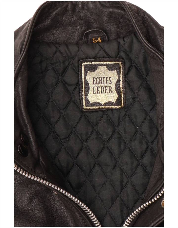 VINTAGE Herren Militärlederjacke IT 54 2XL Schwarzes Leder