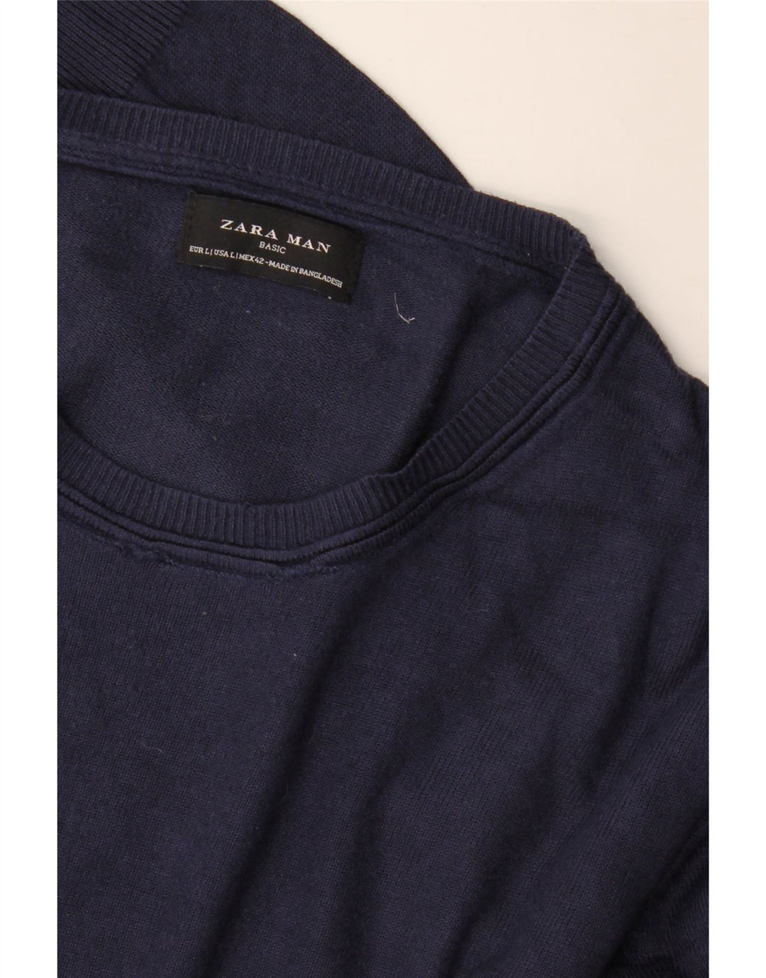 Zara Herren-Pullover mit Rundhalsausschnitt, Größe L, Marineblau