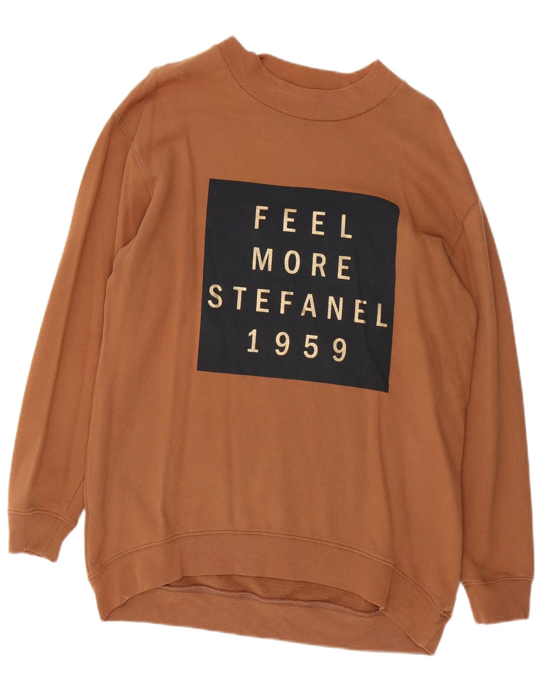 Stefanel Damen Grafik-Sweatshirt mit lockerer Passform, UK 14, Mittelbraun
