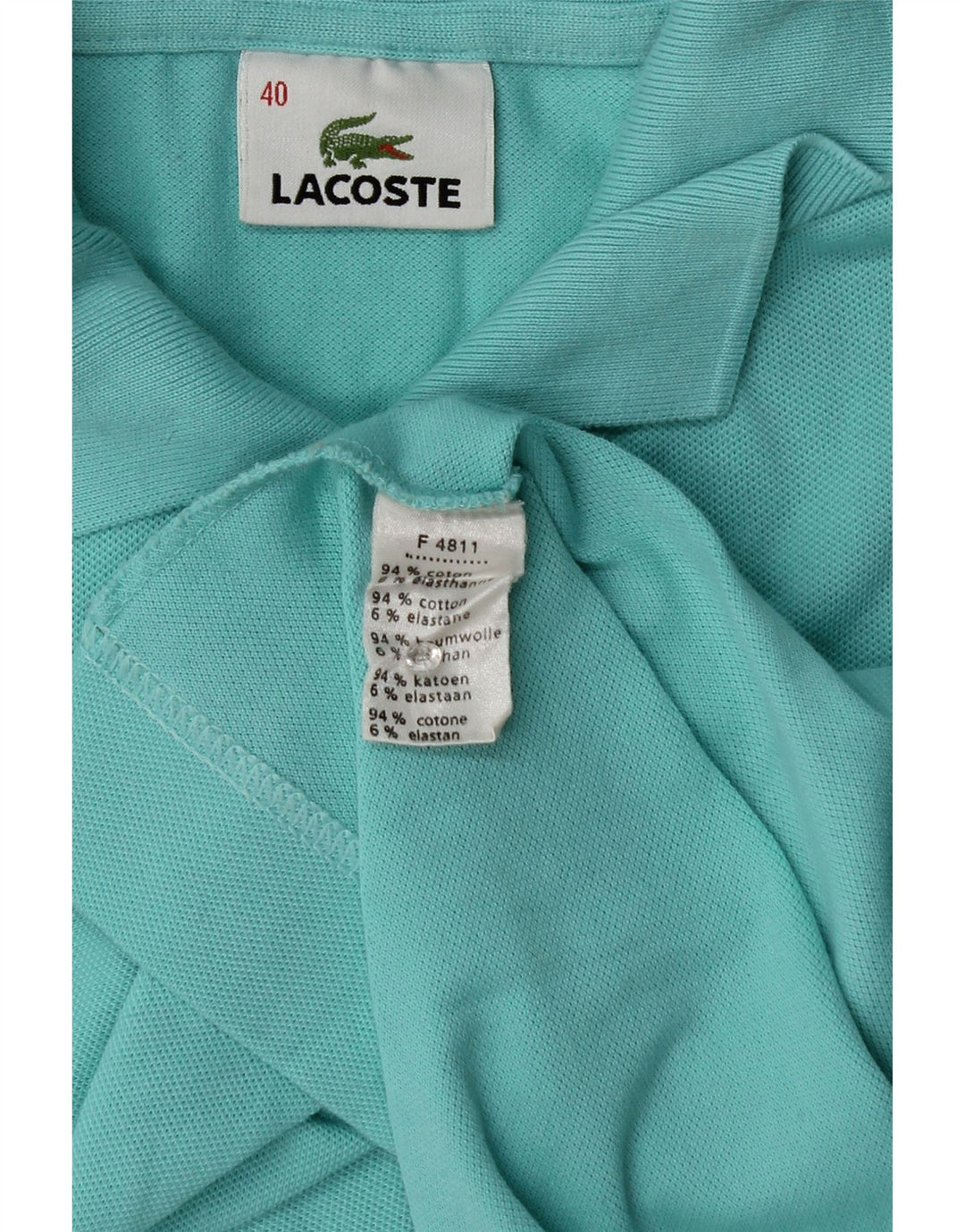 Lacoste Damen-Poloshirt, Größe 40, mitteltürkisfarbene Baumwolle