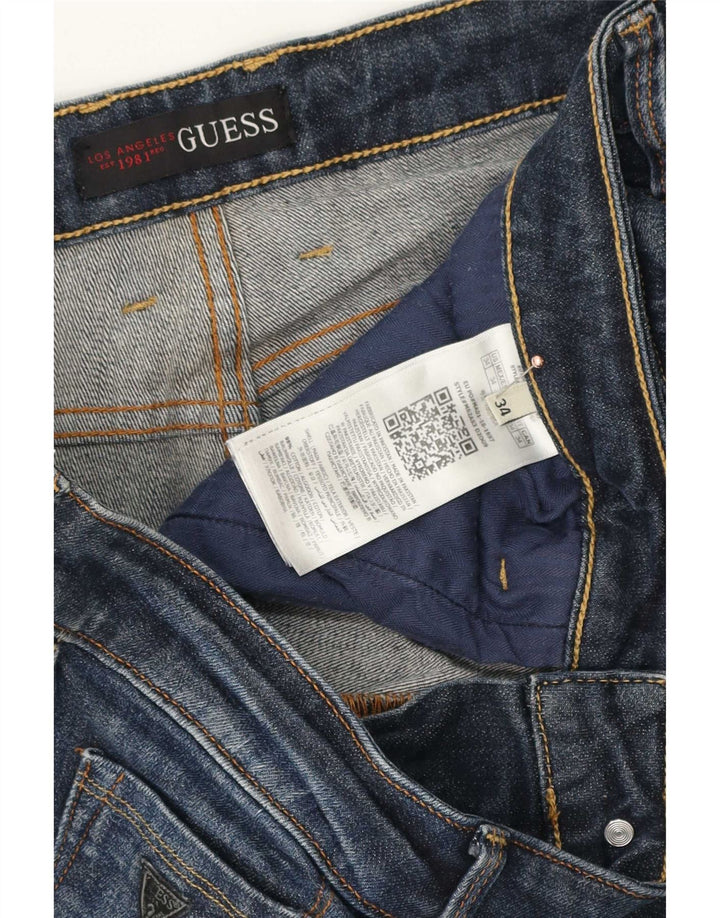 Guess Herren Slim Jeans W34 L34 Marineblaue Baumwolle