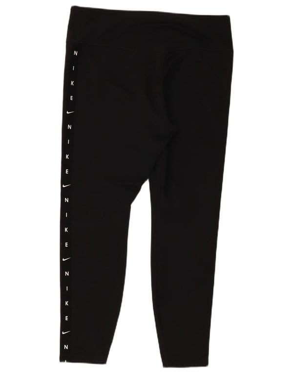 Nike Damen Dri Fit Graphic Leggings UK 14 Large Schwarz Polyester