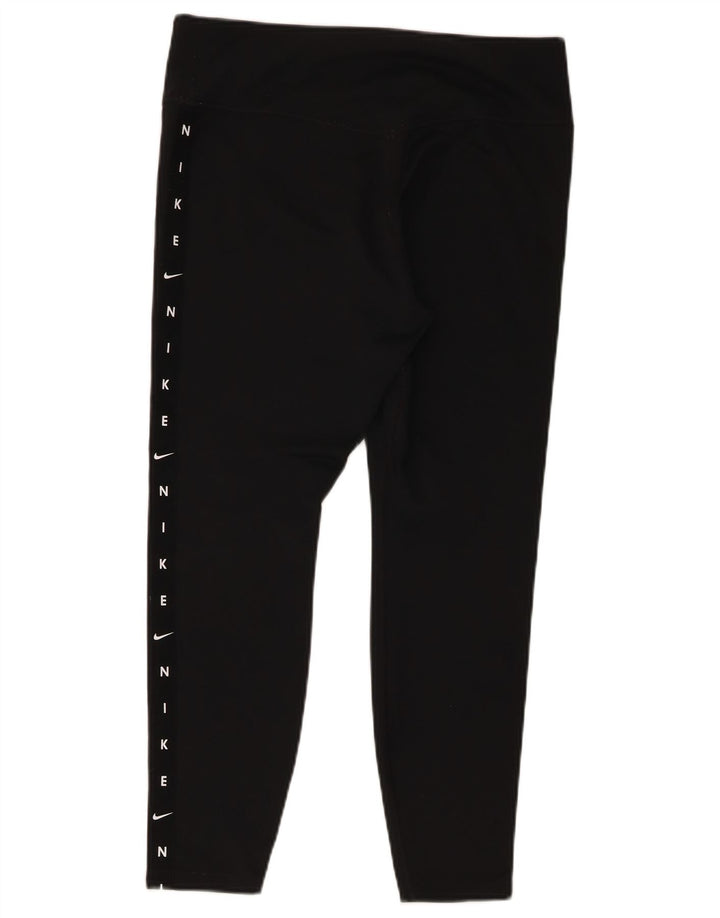 Nike Damen Dri Fit Graphic Leggings UK 14 Large Schwarz Polyester