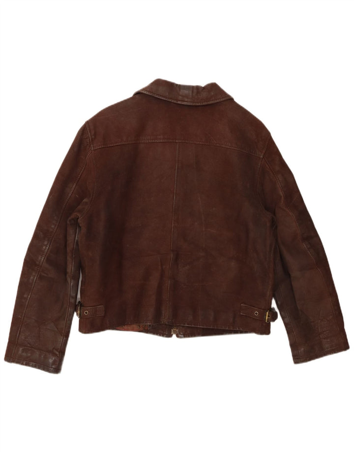 Vintage Damen Lederjacke UK 14 Mittelbraunes Leder