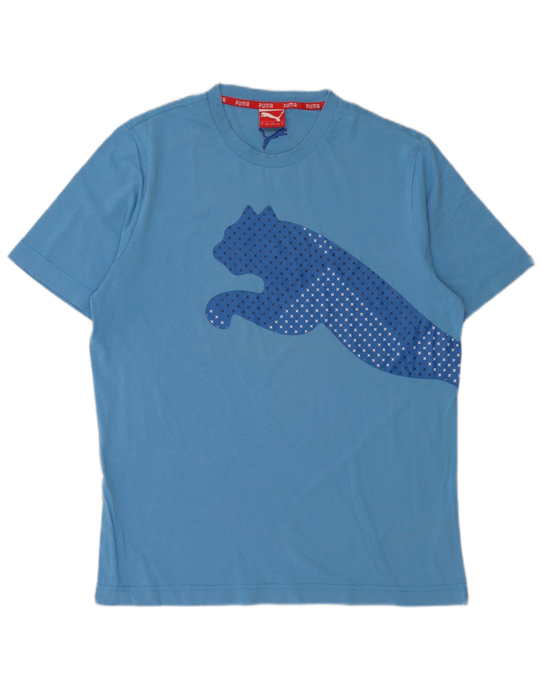 PUMA Mens Graphic T-Shirt Top Medium Blue Cotton