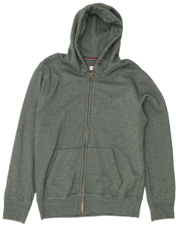 TOMMY HILFIGER Herren-Kapuzenpullover mit Reißverschluss, 2XL, grüne Baumwolle