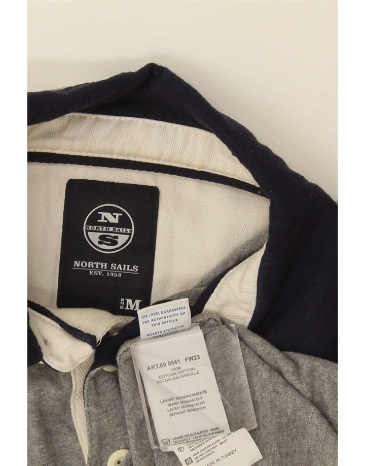 North Sails Herren-Langarm-Rugby-Poloshirt aus mittelgrauer Baumwolle