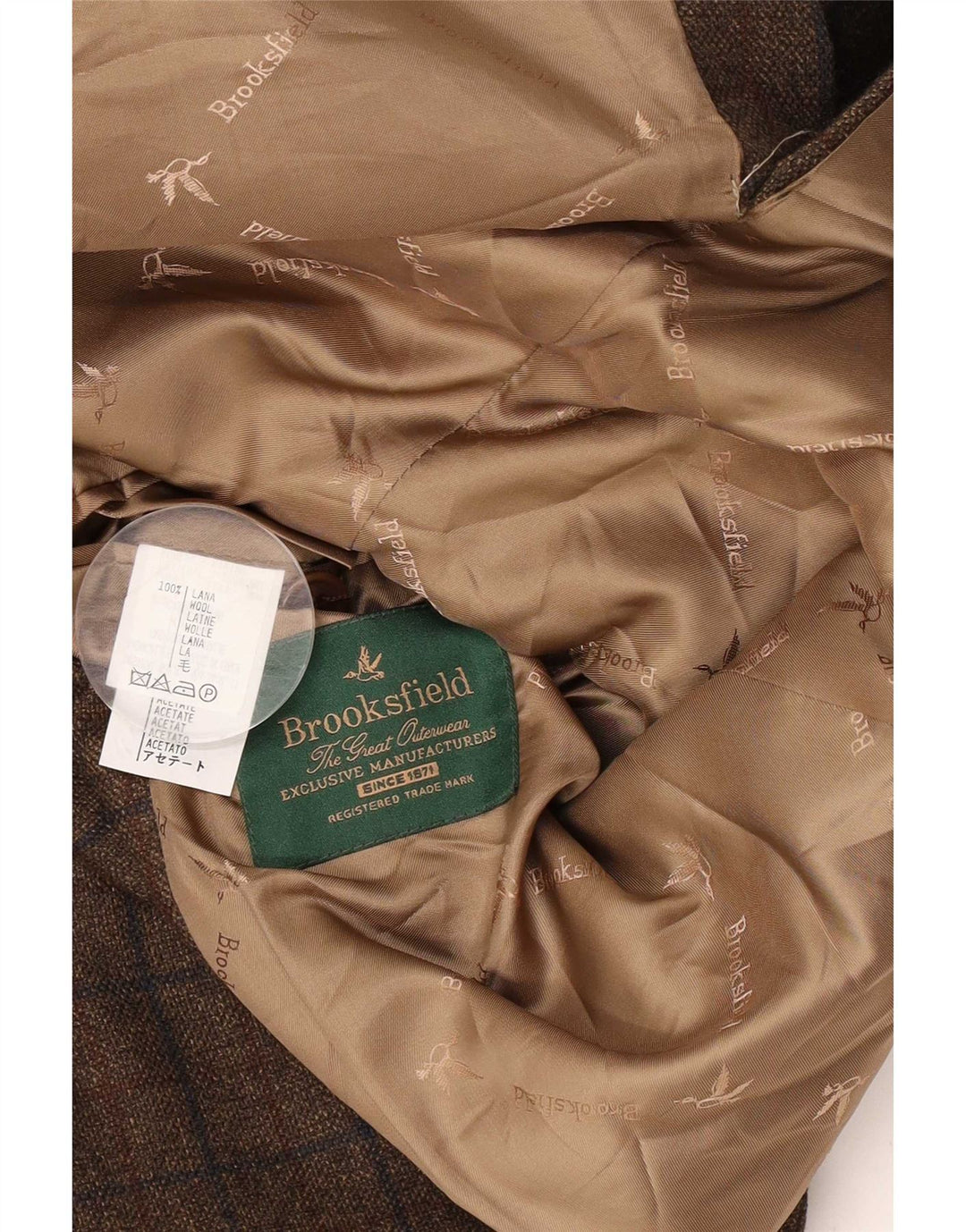 Brooksfield Herren-Blazer mit 3 Knöpfen, UK 40, große braun karierte Wolle