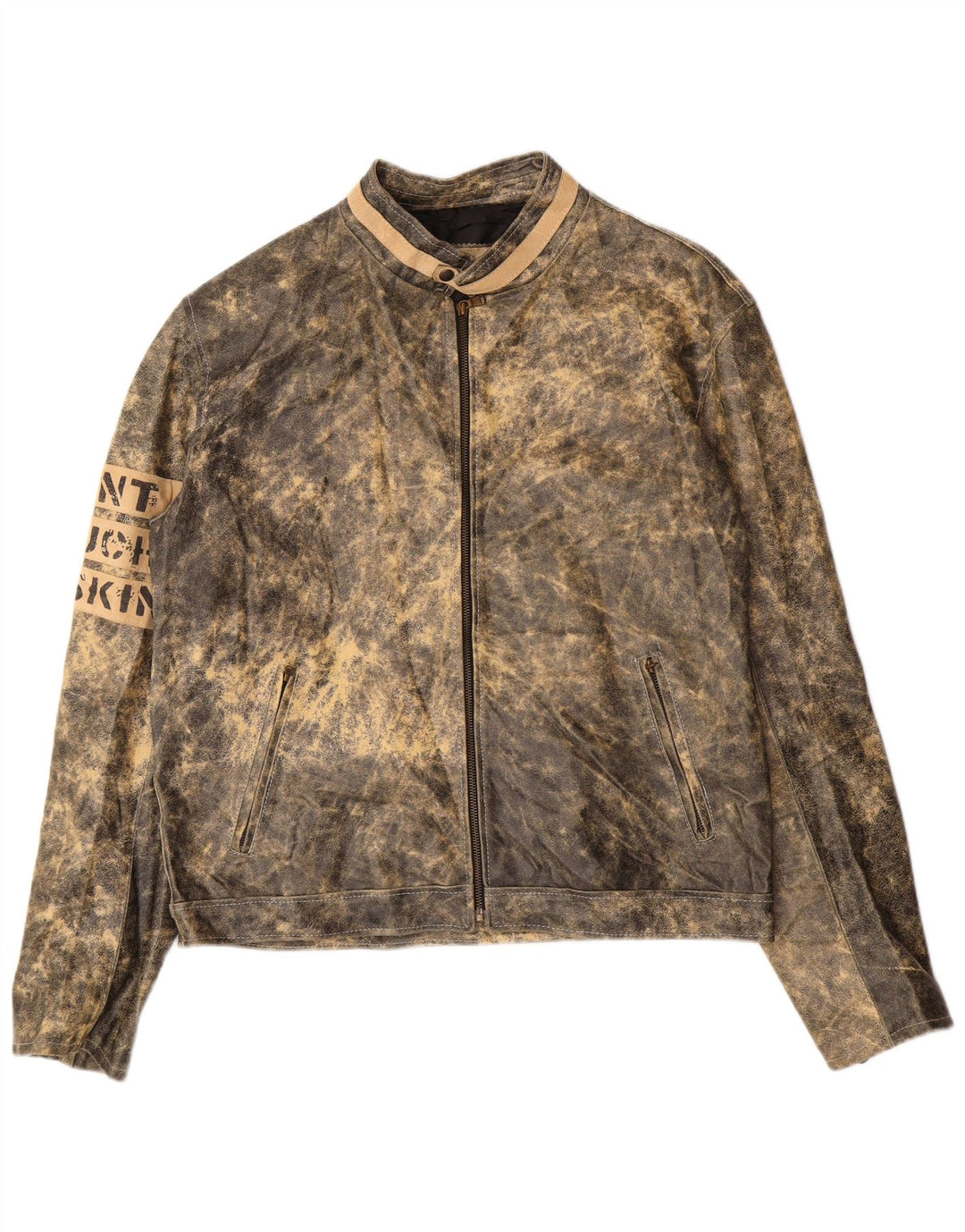 Bata Herren-Lederjacke mit Grafik, IT 52 XL, graues Leder