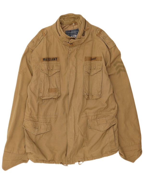 Brandit Herren-Militärjacke mit Grafik, UK 44, 2XL, beige Baumwolle
