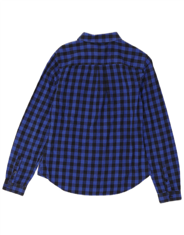 Jack Wills Damen-Flanellhemd mit langen Ärmeln, Gr. 8, klein, blau kariert