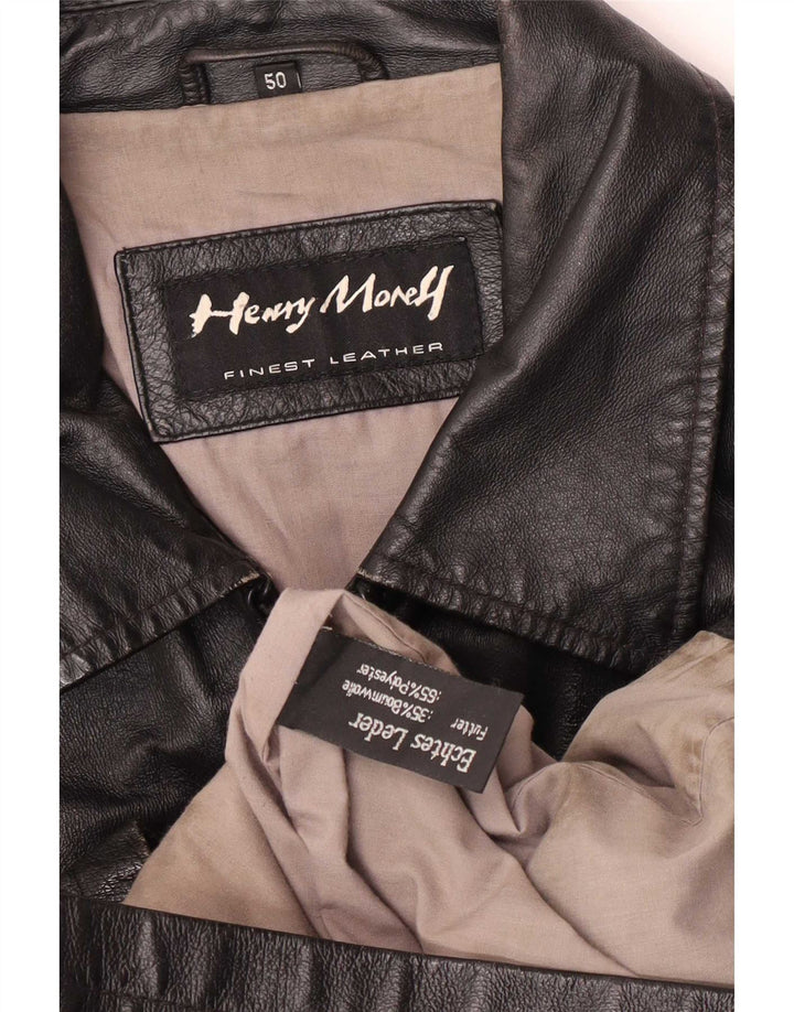 Henry Morell Herren Lederjacke IT 50 Large Schwarz