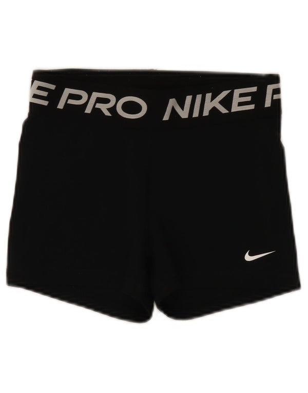 Nike Damen Dri Fit Graphic Sport Shorts UK 8 Small Schwarz Polyester