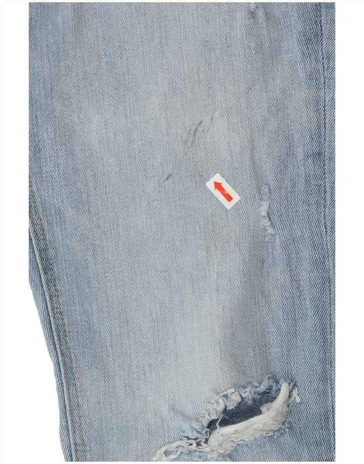 Zara Damen Distressed-Cropped-Jeans EU 40 Medium W30 L25 Blaue Baumwolle
