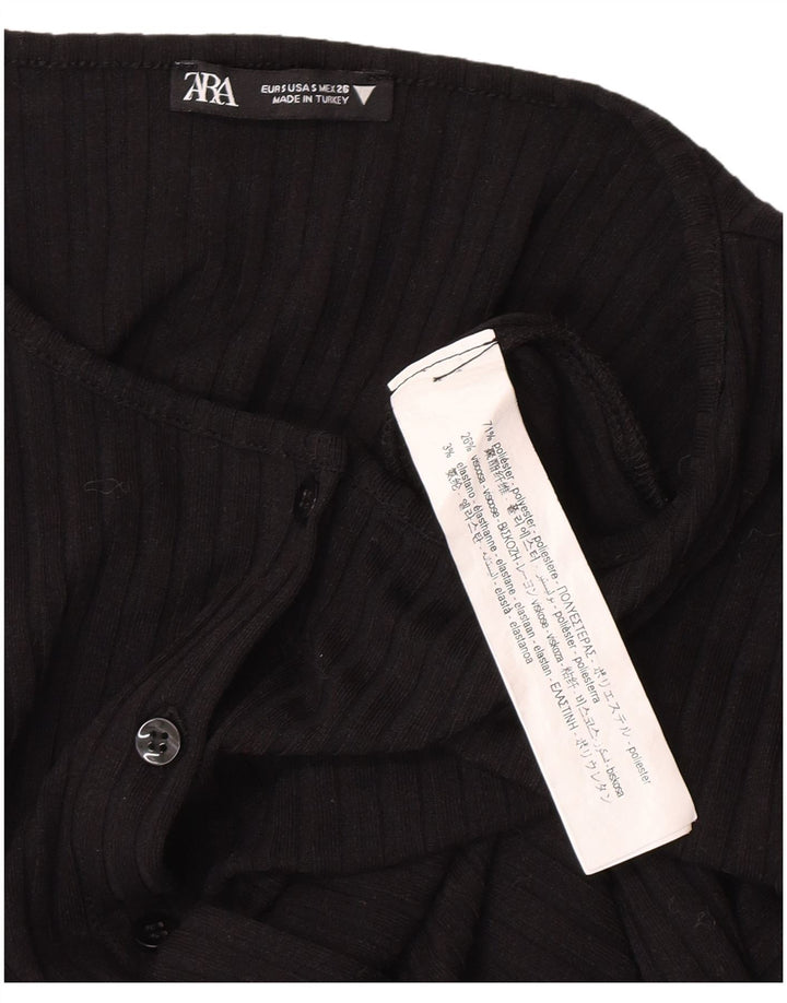 Zara Damen Longline-Cardigan-Pullover UK 8 Small Schwarz Polyester