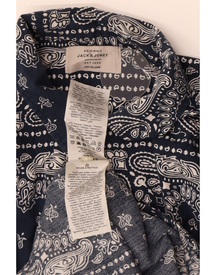 Jack & Jones Herren-Kurzarmhemd aus mittelblauer Paisley-Baumwolle