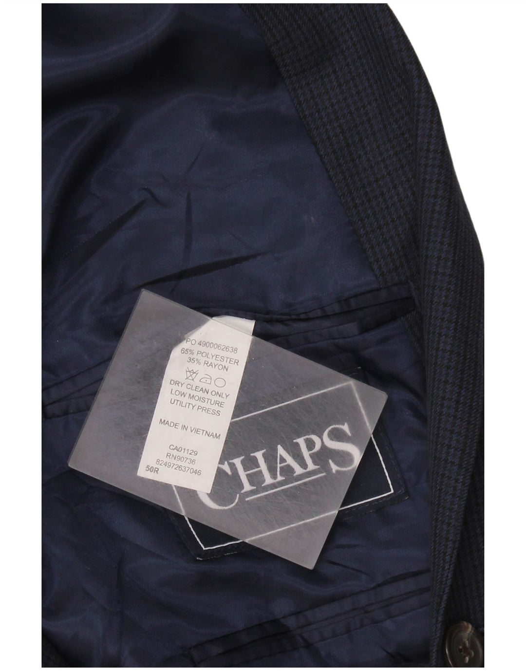 Chaps Herren-Blazer-Jacke, EU 50, groß, marineblaues Hahnentritt-Polyester