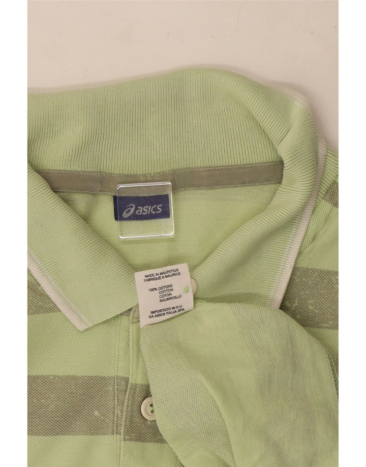 Asics Herren Poloshirt 2XL Grün gestreift Baumwolle