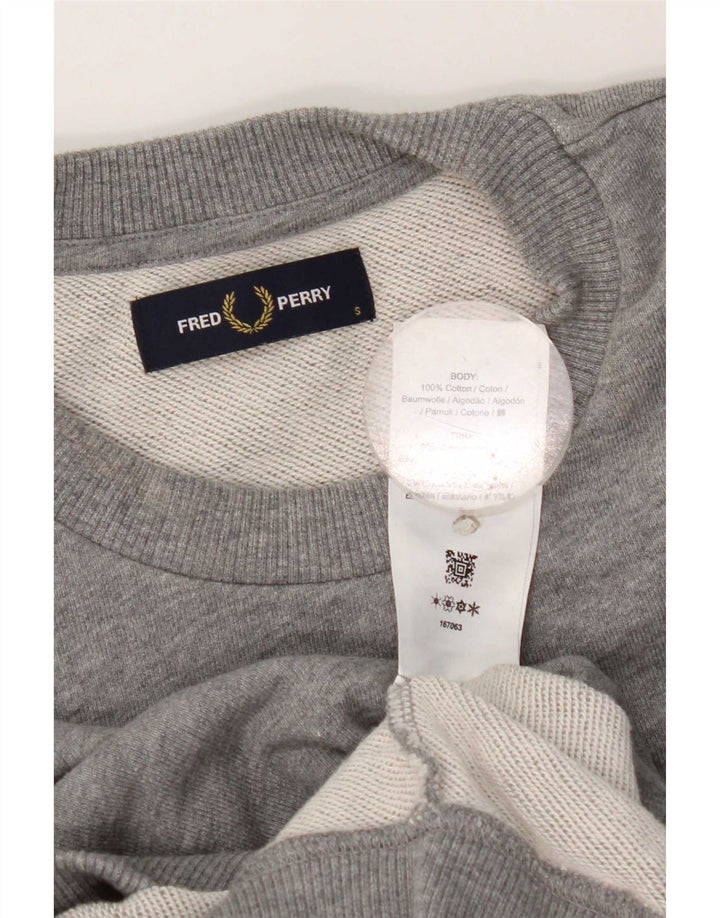 Fred Perry Herren-Sweatshirt, Pullover, Größe S, graue Baumwolle