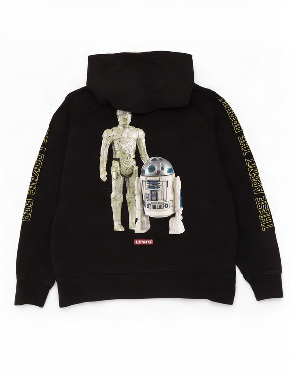 Levi's Womens Star Wars Graphic Hoodie Jumper UK 14 Medium Black Cotton