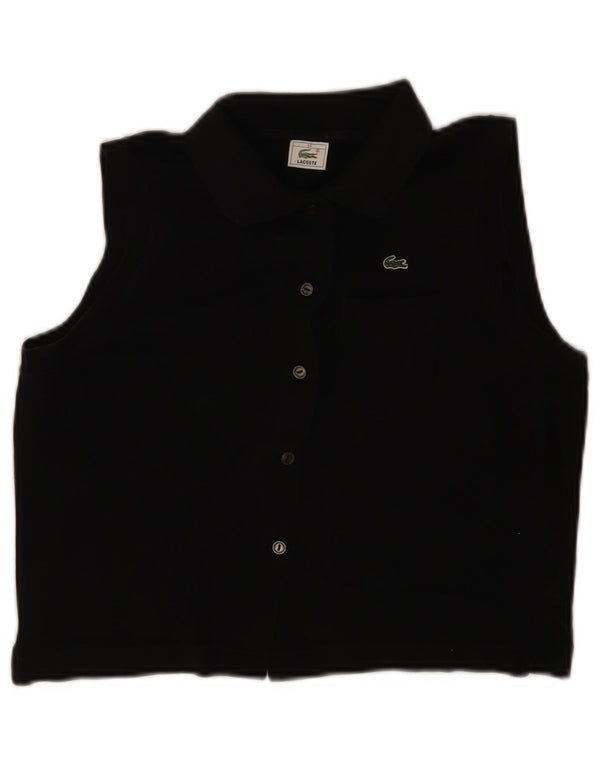 Lacoste Damen Crop ärmellose Hemdbluse Größe 44 Large Schwarz