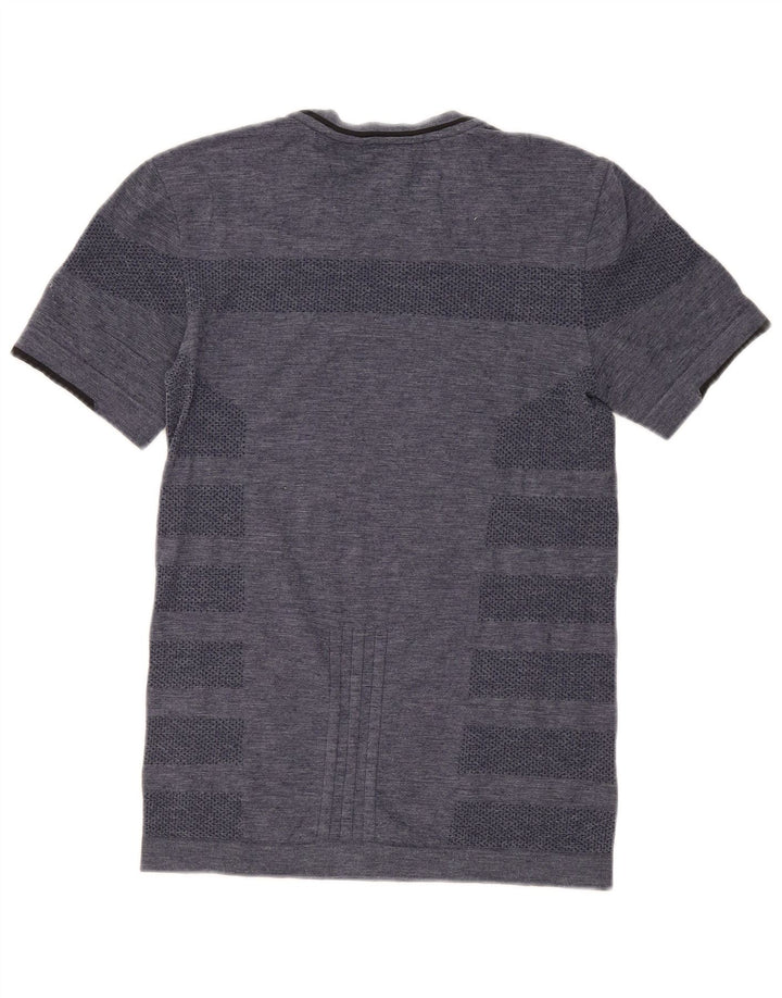Adidas Herren Lauf-T-Shirt Top Small Marineblau gestreift