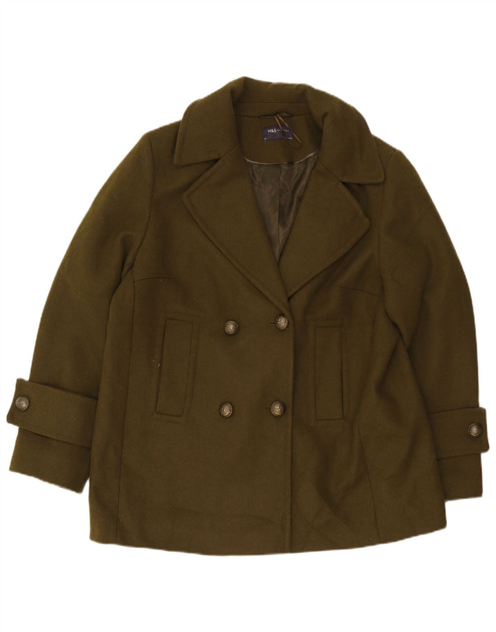 Marks & Spencer Damen Pea Coat UK 18 XL Khaki Polyester
