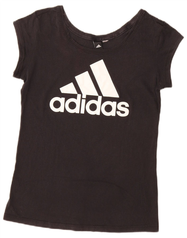 Adidas Damen Graphic T-Shirt Top UK 12 Medium Schwarz