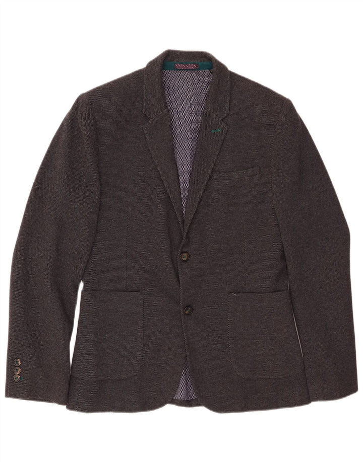 TED BAKER Herren-Blazer mit 2 Knöpfen, Größe 3, mittelgraue Baumwolle