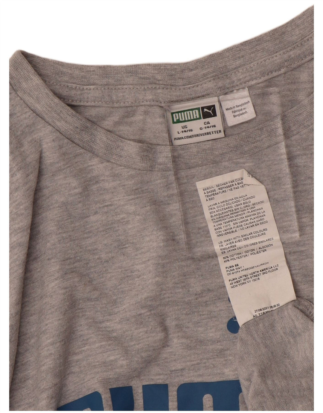 PUMA Jungen T-Shirt mit Grafik, 14–15 Jahre, Größe L, Grau, Baumwolle