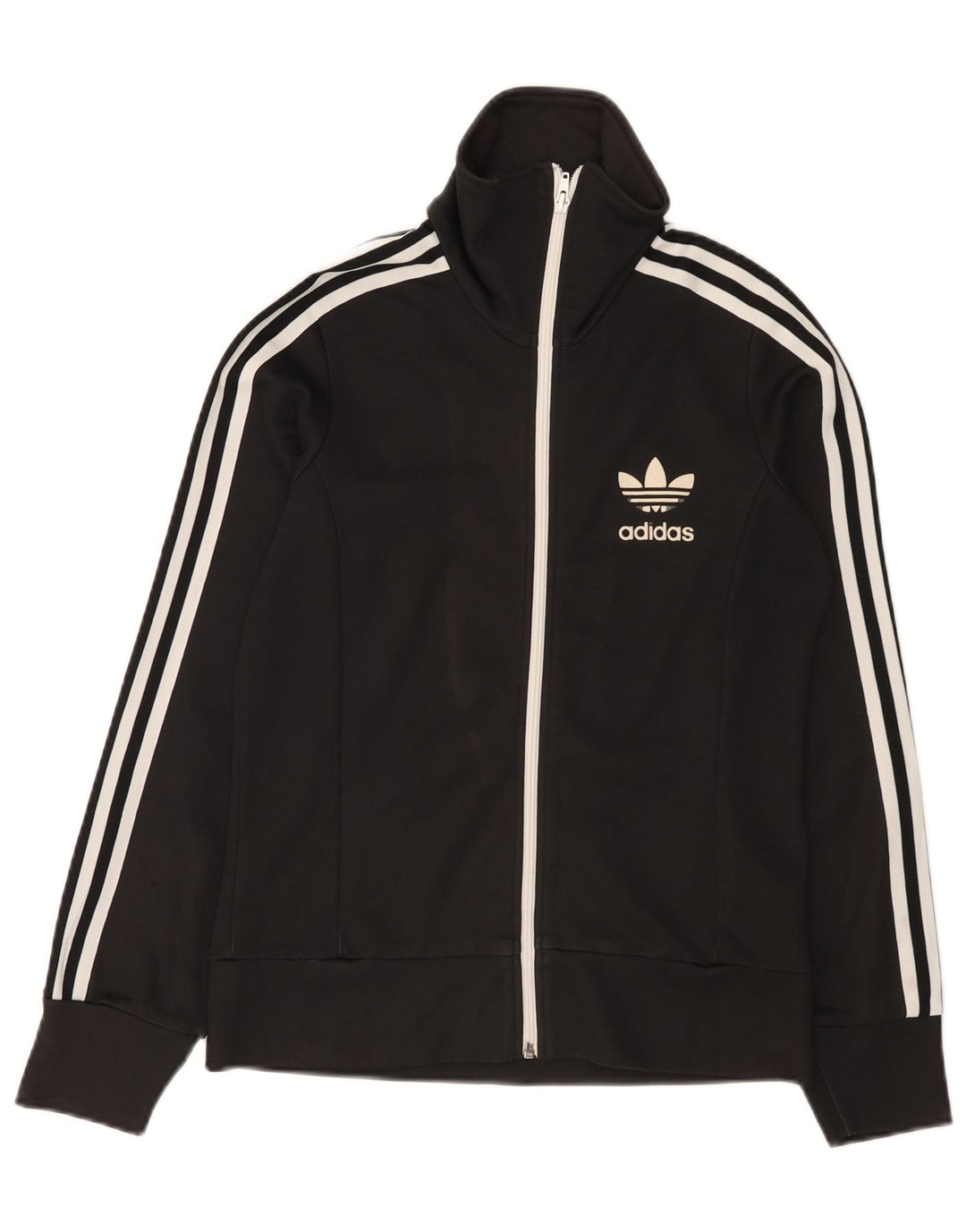 Adidas Damen Trainingsanzug Top Jacke IT 42 Medium Schwarz Baumwolle