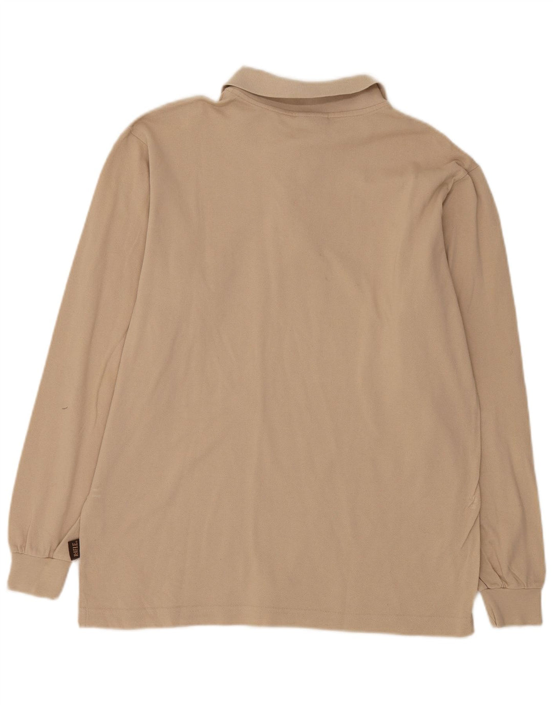 Rifle Herren-Langarm-Poloshirt aus Baumwolle in Mittelbeige