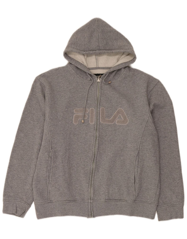 Fila Damen Graphic Zip Hoodie Pullover UK 20 2XL Graue Baumwolle