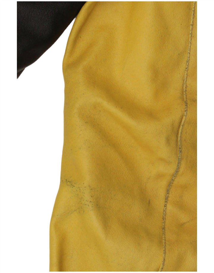 VINTAGE Herren Leder-Racer-Jacke IT 48 Mittelschwarzes Colourblock-Leder