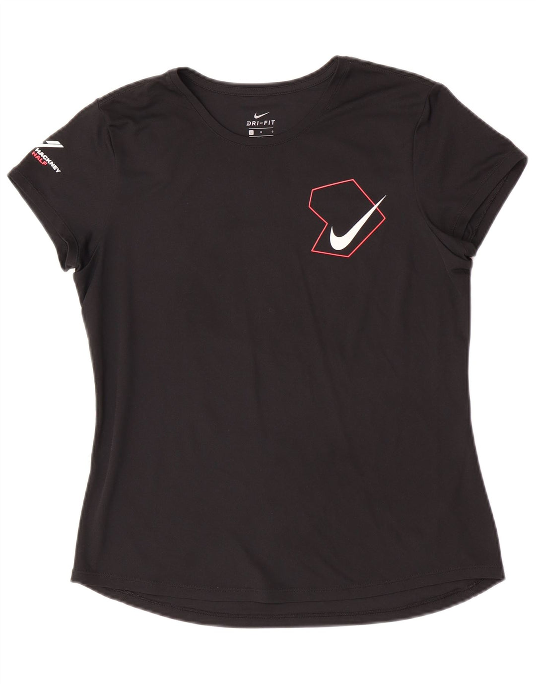 Nike Damen Dri Fit Graphic T-Shirt Top UK 16 Large Schwarz Polyester