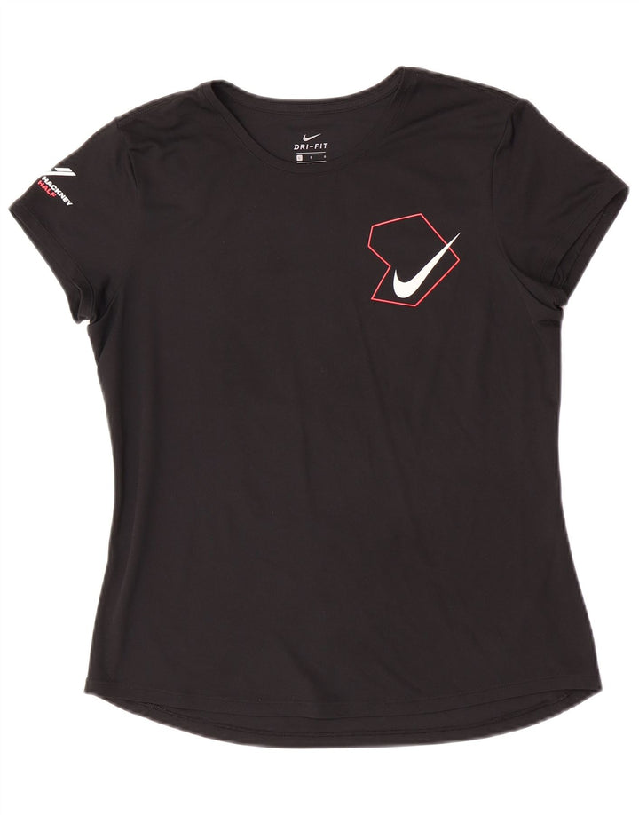 Nike Damen Dri Fit Graphic T-Shirt Top UK 16 Large Schwarz Polyester