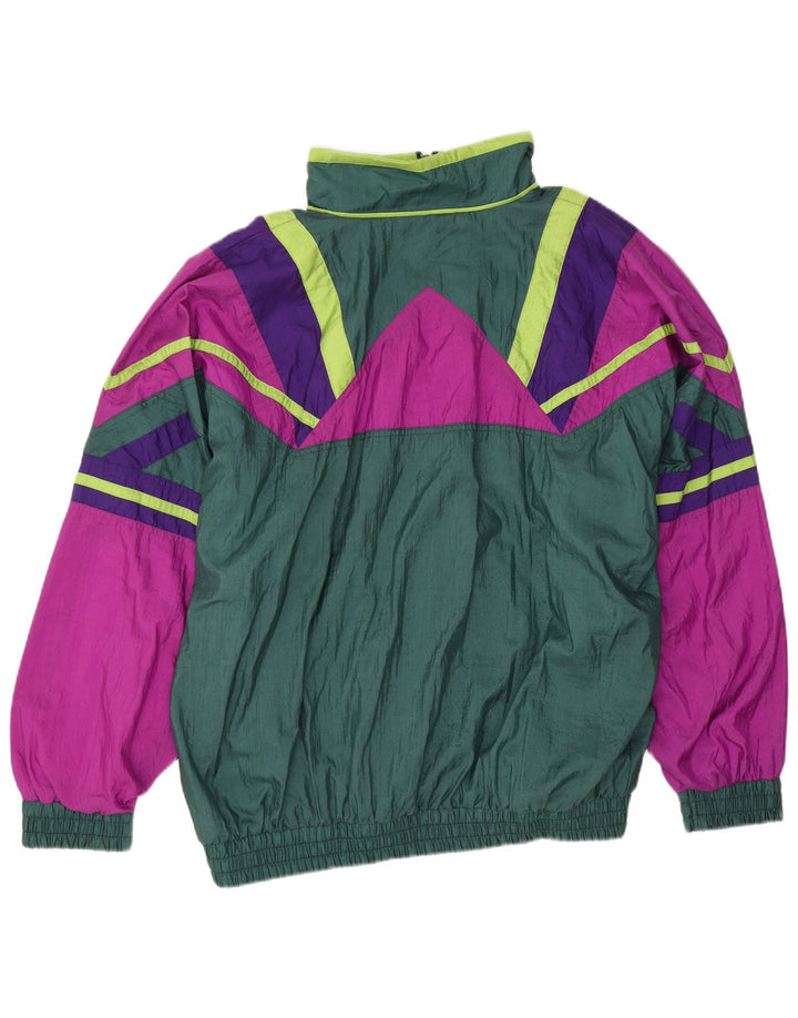 Vintage Herren-Trainingsanzug-Oberteil, übergroß, Jacke, groß, grün, Farbblock
