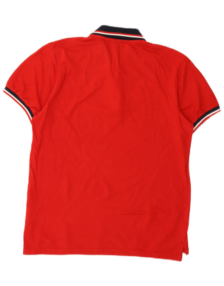 Fila Herren-Poloshirt aus mittelroter Colourblock-Baumwolle