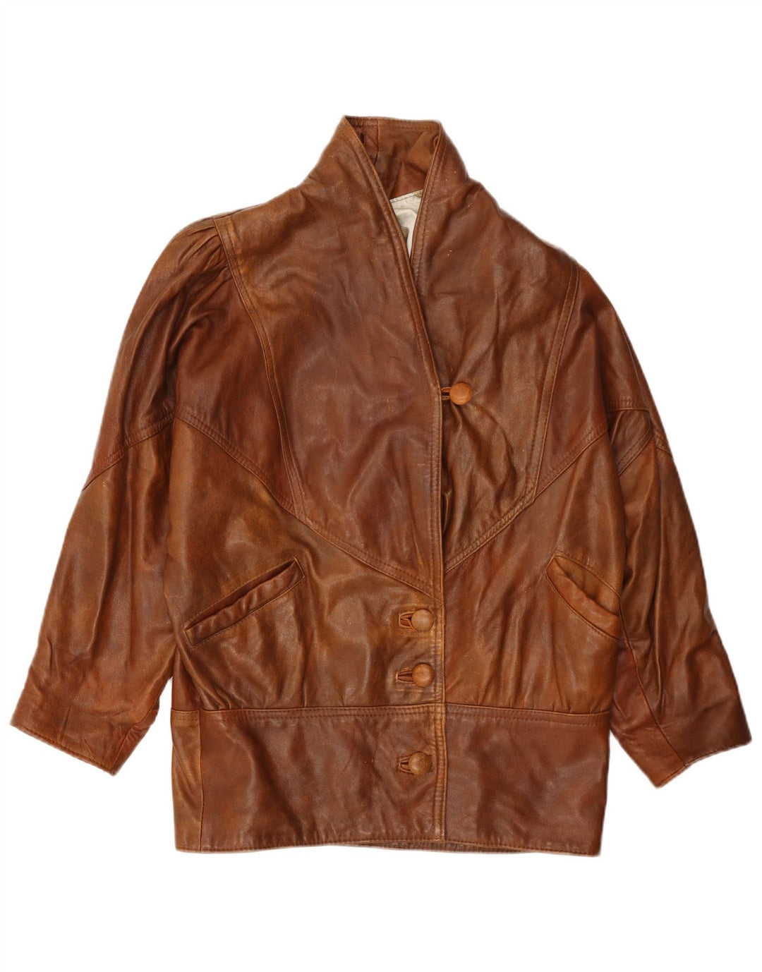 Vintage Damen 3/4 Ärmel übergroße Jacke UK 10 Small Brown