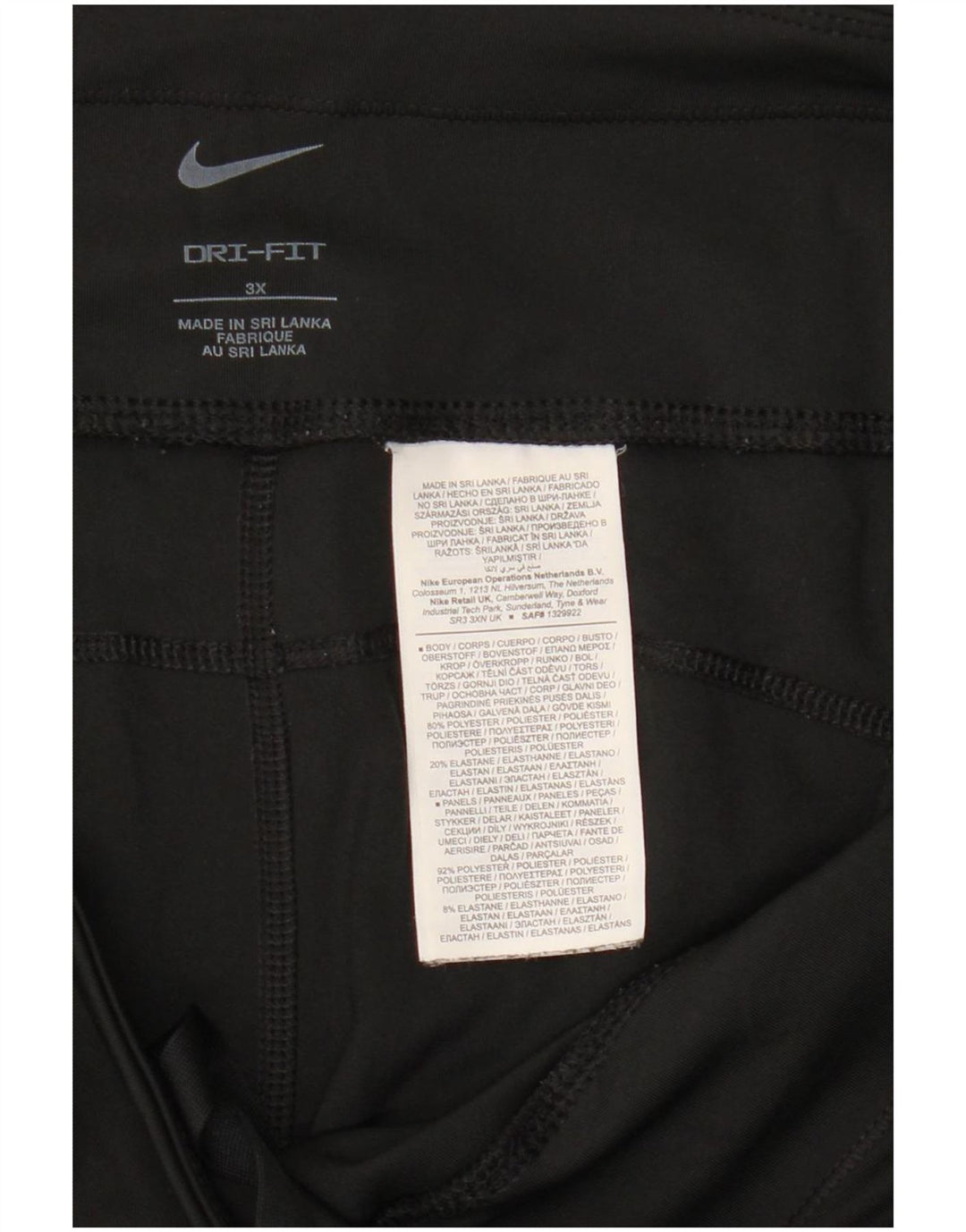 Nike Damen Dri Fit Capri Leggings UK 22 3XL Schwarz Polyester