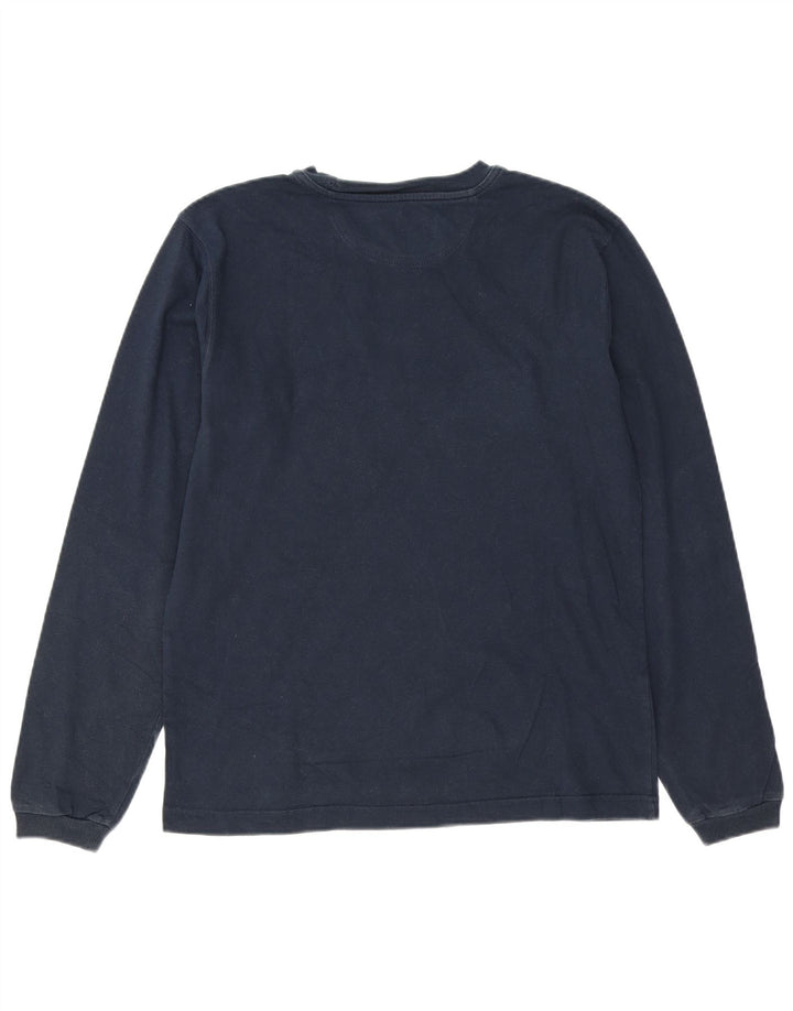CHAMPION Mens Graphic Top Long Sleeve Small Navy Blue Cotton