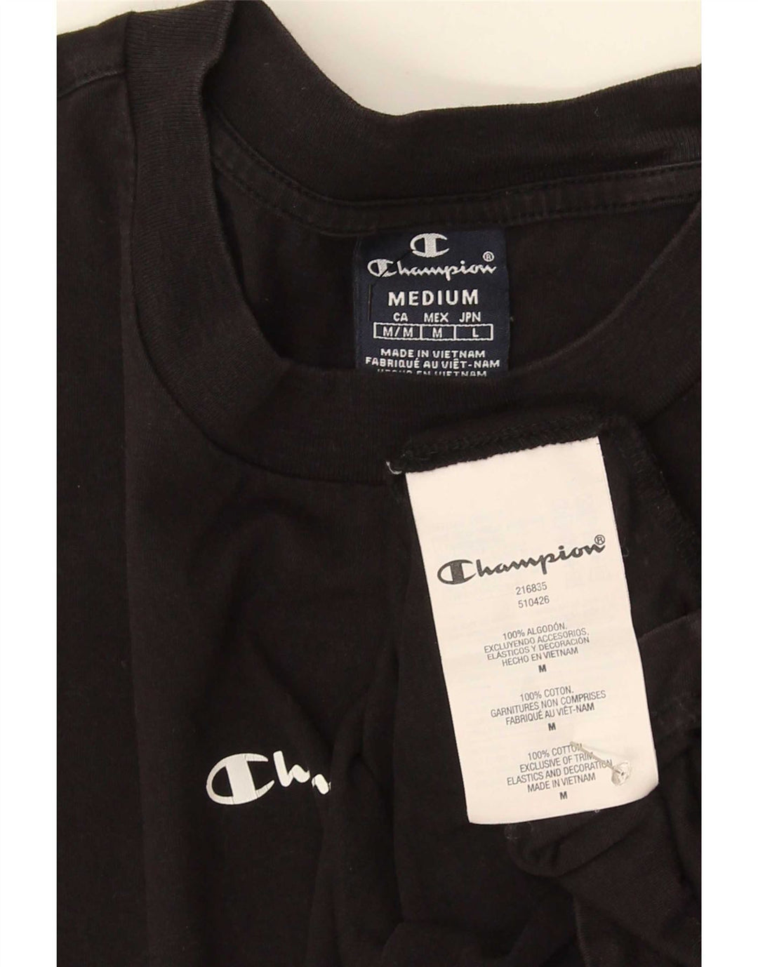 Champion Herren T-Shirt Top Medium Schwarz Baumwolle