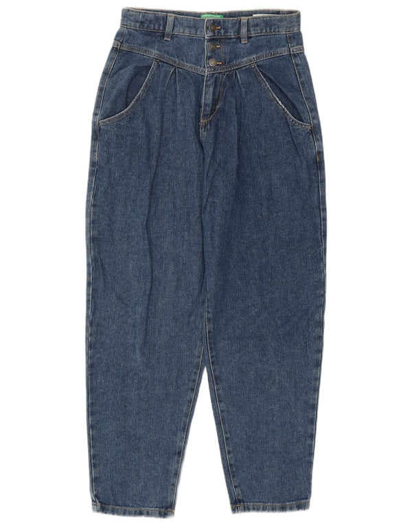 Benetton Mädchen-Jeans mit hoher Taille, lockere Passform, 13–14 Jahre, 3XL, W28, L27, Blau, Baumwolle