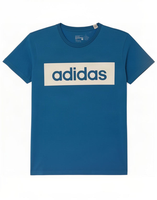 Adidas Herren Climalite Graphic T-Shirt Top XL Blau Colourblock Baumwolle