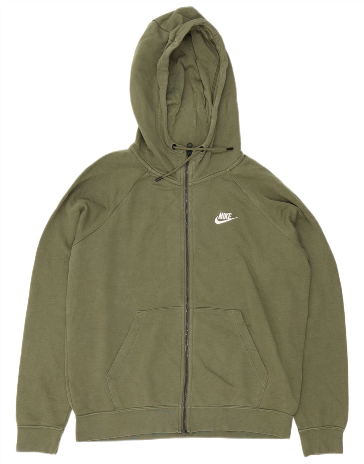 Nike Herren-Kapuzenpullover mit Reißverschluss, mittelgrüne Baumwolle